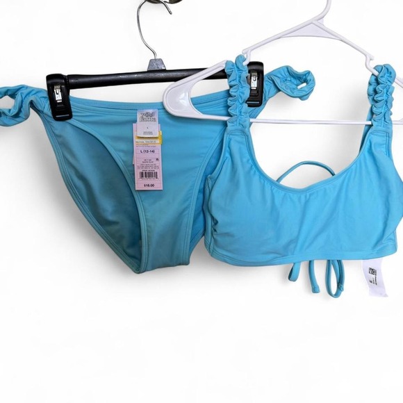 wild fable Other - Wild Fable Womens Aqua Blue Ruffle Bikini Set Large Swimsuit Bikini Summer NWT